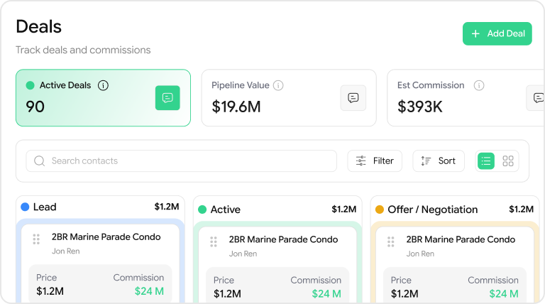 Relmo deals and contacts pipeline board